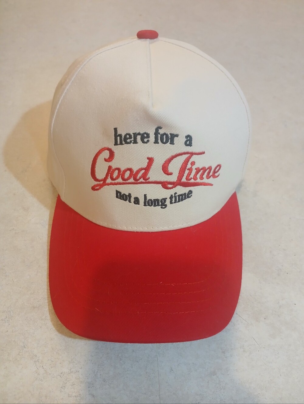 Here For A Good Time Not A Long Time" Unisex Cap, Adjustable, Embroidered OS